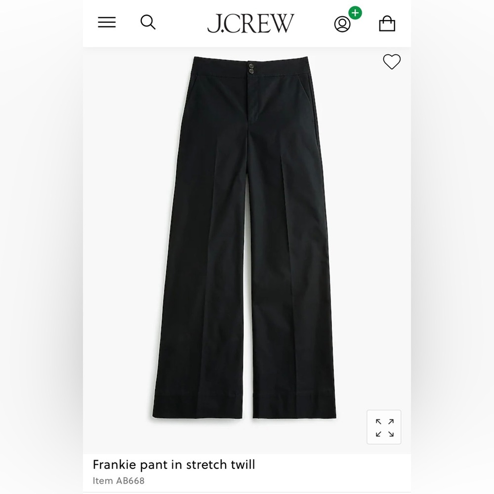 J CREW FRANKIE STRECH TWILL BLACK WIDE LEG PANTS Size 4 NWT